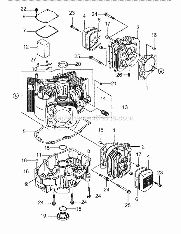 Fh680v-Bs29 Cylinder & Crankcase Diagram and Parts List for M54-KW 53DB5DBW750 Cub Cadet Sprayer